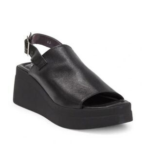 SEYCHELLES Magnificent Leather Wedge Sandal In Black 9.5